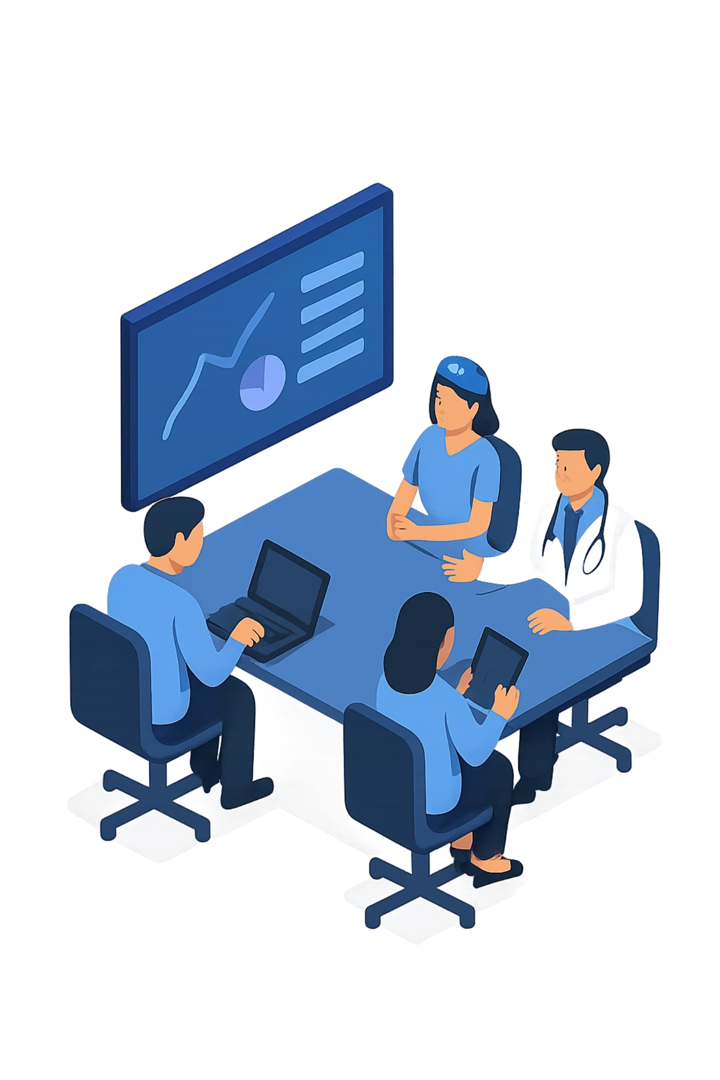 Healthcare team reviewing clinical data together